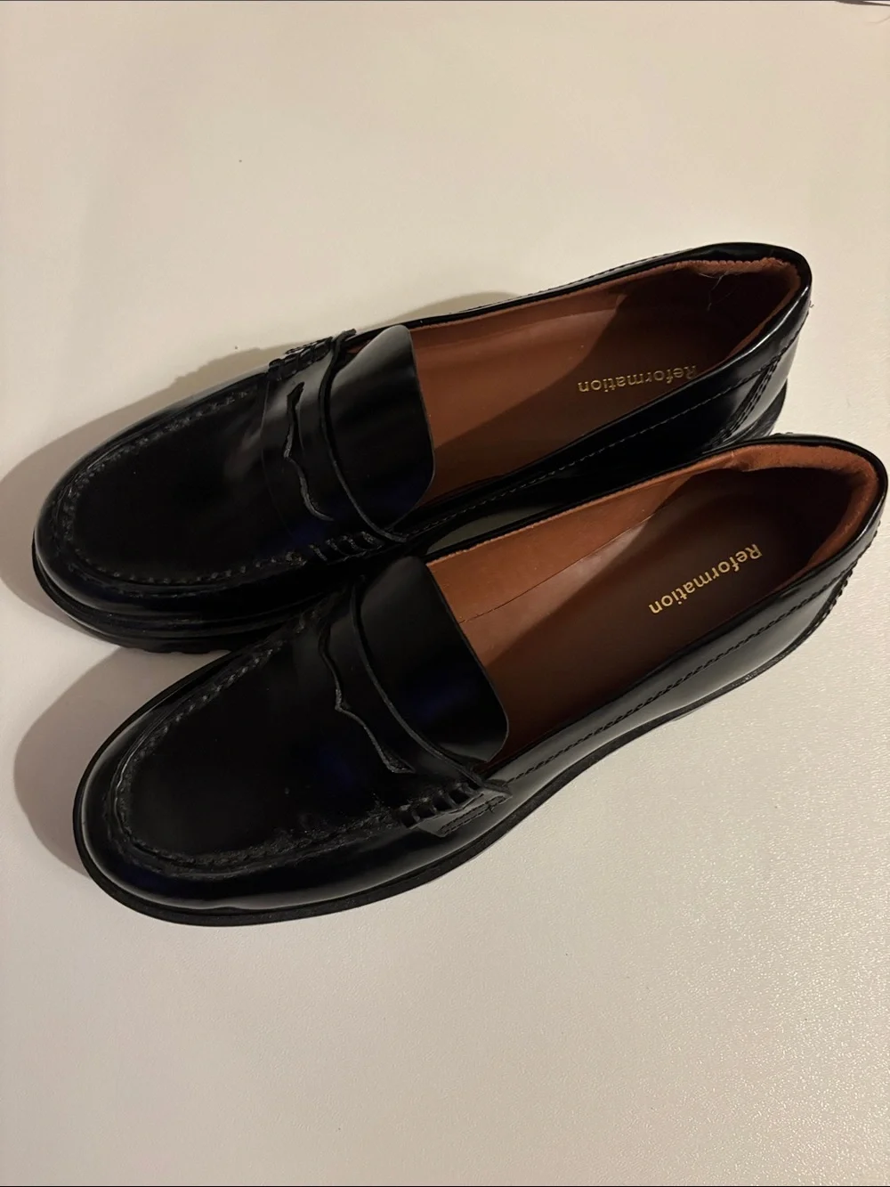 Reformation Agathea Chunky Loafer in Black Size 7.5 ~ Pristine
